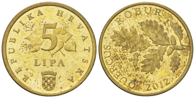 Хорватия 5 лип 2012 четный год KM 15 сталь плакированная латунью  aUNC  4124-968