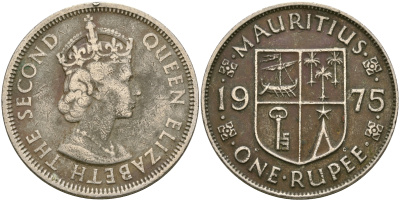 Маврикий 1 рупия 1975 Елизавета II (1952-) KM 35.1 медно-никель 4607-342