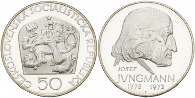Чехословакия 50 крон 1973 200 лет со дня рождения Йозефа Юнгмана (1773-1847) KM 79 серебро PROOF 1087-9-54