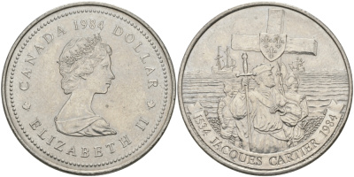 Канада 1 доллар 1984 Жак Картье KM 141 никель UNC 97-211