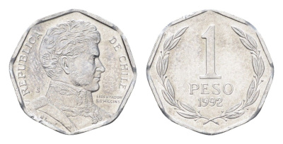 Чили 1 песо 1992 KM 231 алюминий UNC 4664-119