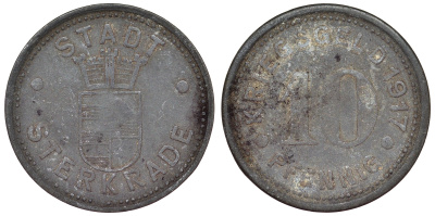 Германия, Штеркраде 10 пфеннигов 1917 Оберхаузен, Северный Рейн-Вестфалия, нотгельд Funck 521.2 цинк 4121-311