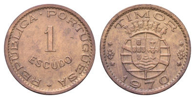 Португальский Тимор 1 эскудо 1970 год-тип KM 19 бронза 4671-716