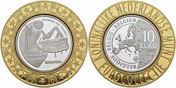 Бельгия 10 евро 2007 международная полярная станция в Антарктиде KM 263 серебро PROOF 1085-3-23