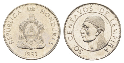 Гондурас 50 сентаво 1991 KM 84a.1 сталь плакированная никелем UNC 4642-821