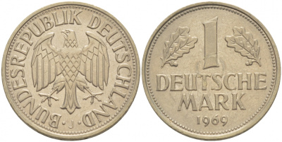 ФРГ 1 МАРКА 1969 J KM 110 J 385 медно-никель 3996-724