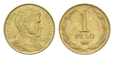 Чили 1 песо 1989 KM 216 алюминиевая бронза UNC 4636-433