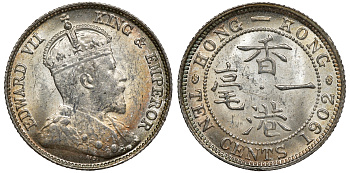 Гонконг 10 центов 1902 Эдуард VII (1901-1910) KM 13 серебро UNC 91-834