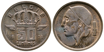 Бельгия 50 сантимов 1973 Belgie, Бодуэн I (1951-1993) KM 149.1 бронза 4383-1136
