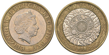 Великобритания 2 фунта 1998 Елизавета II (1952-2022) KM 994 биметалл 4606-1225