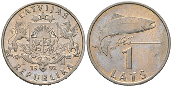 Латвия 1 лат 1992 KM 12 медно-никель aUNC 4571-1115