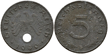 Германия 5 рейхспфеннигов 1940 B KM 100, J. 370 цинк 4154-937