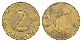 Словения 2 толара 1998 KM 5 латунь 4571-116