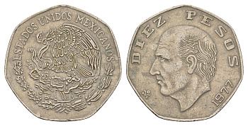 Мексика 10 песо 1977 KM 477.1 медно-никель 4661-1223