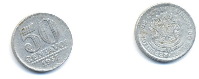 БРАЗИЛИЯ 50 СЕНТАВО 1957 ГЕРБ KM 569 алюминий 76-836