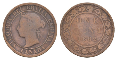 Канада 1 цент 1882 H, Виктория (1837-1901) KM 7 бронза 4654-1213