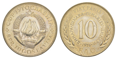 Югославия 10 динаров 1976 Продовольственная программа - ФАО KM 63 медь цинк никель UNC 4385-922