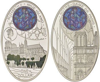 Ниуэ 1 доллар 2010 Соборы - Собор Парижской Богоматери KM 402 серебро PROOF 11-082-21