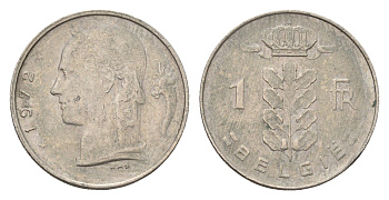 Бельгия 1 франк 1972 Belgie, Бодуэн I (1951-1993) KM 143 медно-никель 4674-423