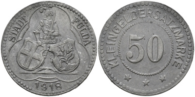 ГЕРМАНИЯ ФУЛДА 50 ПФЕННИГОВ 1918 КЛЯЙНГЕЛЬД железо 75-1268