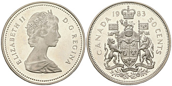 Канада 50 центов 1983 Елизавета II (1952-2022) KM 75.3 никель PROOF 4140-515