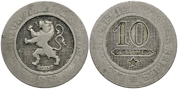 Бельгия 10 сантимов 1862 BELGES, Леопольд I (1832-1865) KM 22 медно-никель 4171-525
