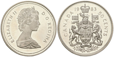 Канада 50 центов 1983 Елизавета II (1952-2022) KM 75.3 никель PROOF 4140-515