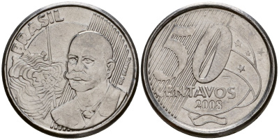 Бразилия 50 сентаво 2008 KM 651a нержавеющая сталь 216-1153