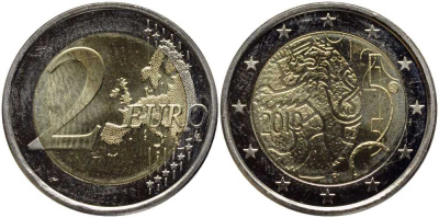 ФИНЛЯНДИЯ 2 ЕВРО 2010 150 ЛЕТ ФИНСКОЙ ВАЛЮТЕ KM 154 биметалл UNC 114-1013