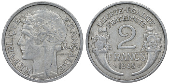 Франция 2 франка 1948 KM 886а.1, Le Franc 269.12 алюминий 4123-344