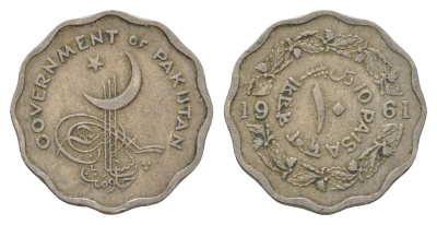 Пакистан 10 пайс 1961 KM 21 медно-никель 4626-641
