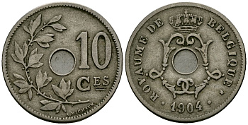 Бельгия 10 сантимов 1904 Belgique KM 52 медно-никель 4172-745