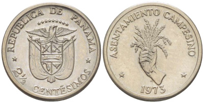 Панама 2 1/2 сентесимо 1973 ФАО, сельское хозяйство KM 32 медь плакированная медно-никелем 4516-744