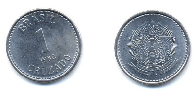 Бразилия 1 крузадо 1988 KM 605 нержавеющая сталь 76-734