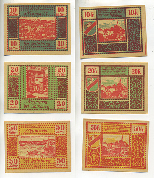 Австрия, Зальцбург набор из 3 банкнот 1920 30-31 сентября 1920, нотгельд, 10, 20, 50 геллеров   бумага  aUNC  7555-10-2-1
