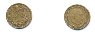 Испания 1 песета 1963 (64) Франсиско Франко (1939-1975) KM 775 алюминиевая бронза 54-354