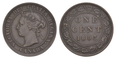Канада 1 цент 1893 Виктория (1837-1901) KM 7 бронза 1518-1333