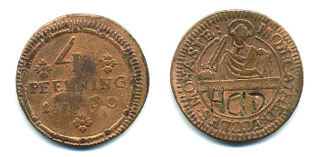 Мюнстер 4 пфеннига 1790 медь 23-852