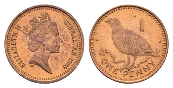 Гибралтар 1 пенни 1988 KM 20 бронза UNC 4668-461