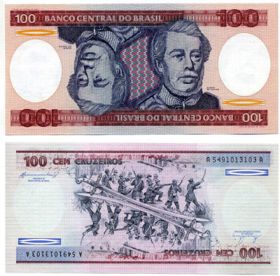 БРАЗИЛИЯ 100 КРУЗЕЙРО 1984 ПОДПИСЬ 21 Pick 198b бумага UNC (ПРЕСС) 7486-65-3-1