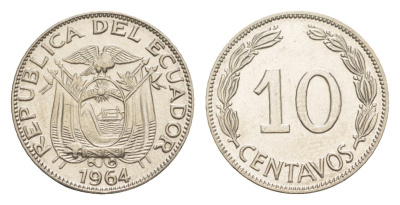 Эквадор 10 сентаво 1964 KM 76c сталь плакированная никелем 4640-1151