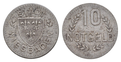 Висбаден 10 пфеннигов ND (1920) Funck 601.3, Men18 34117.3 железо 4643-931