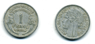 ФРАНЦИЯ 1 ФРАНК 1950 KM 885а.1 алюминий 84-516