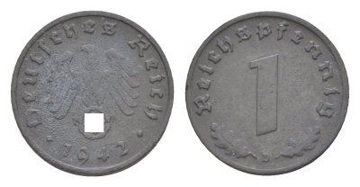 Германия 1 рейхспфенниг 1942 D KM 97, J. 369 цинк 4647-821