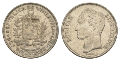 Венесуэла 2 боливара 1967 Симон Боливар Y 43 никель 4599-326