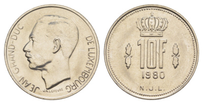 Люксембург 10 франков 1980 Герцог Жан (1964-1999) KM 57 никель UNC 4641-1114