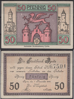 Пириц 50 пфеннигов 1921 бумага UNC (пресс) 8595-12-4-1