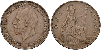 Великобритания 1 пенни 1931 Георг V (1910-1936) KM 838, Spink 4055 бронза 4117-1222