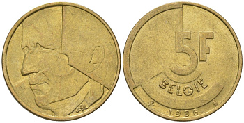 Бельгия 5 франков 1986 BELGIE, Бодуэн I (1951-1993) KM 164 никель бронза 4561-847