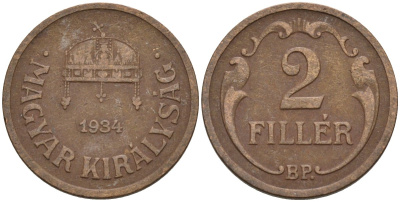 Венгрия 2 филлера 1934 BP KM 506 бронза 4115-1135
